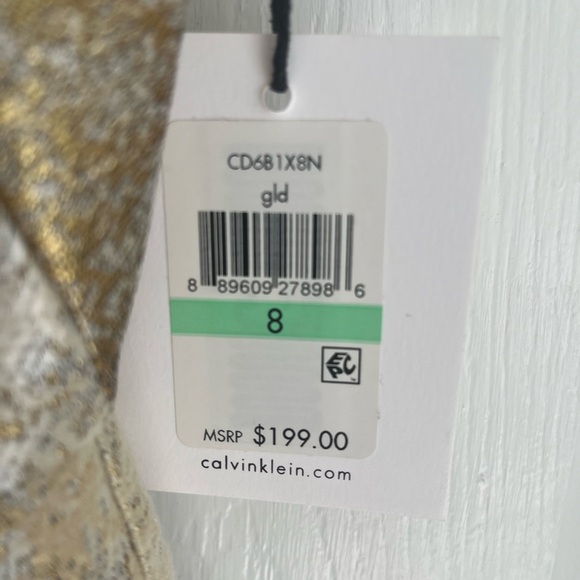 PERFECT NEW YEARS DRESS!!! Calvin Klein Gold Fit & Flare Dress NWT - Picture 5 of 5